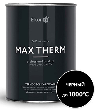 ELCON Эмаль термостойкая черная 1000 градусов 0,8кг						