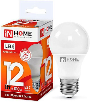 Лампа с/д IN HOME LED-A60-VC 12Вт 230В E27 6500К 1080Лм 