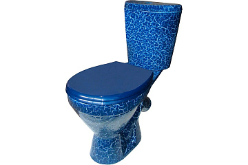 Унитаз (компакт) ROSA "УЮТ" крышка сиденье (СИНИЙ КРАКЕЛЮР) кос.вып.