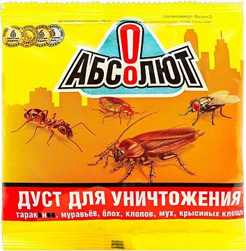 Дуст Абсолют АДП100 муравьи, тараканы, блохи пакет 100гр /50шт/