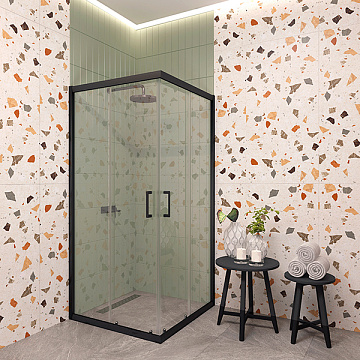 Душевое ограждение EVA GOLD EG4C 90*90 профиль ХРОМ, прозрачное стекло, БЕЗ ПОДДОНА