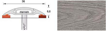 Порог с монт. кан  36мм 0,9м "Идеал" дуб пепельный