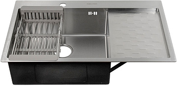 Мойка из нержавеющей стали FABIA PROFI 80х50 см ЛЕВАЯ (3,0*0,8 мм) сифон + корзина (80503L)