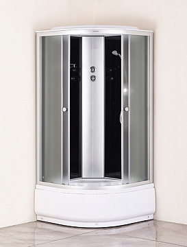 Душевая кабина EVA GOLD F902BS 90*90 высокий поддон, черн.заднее, рефленое переднее стекло