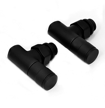 Набор дизайн-вентилей Royal Thermo PIANO, угловой (черный) 1/2"