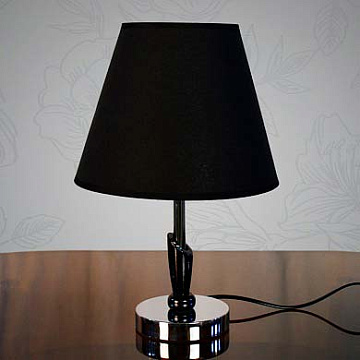 Настольная лампа РОСТОК 8054+650 серебро/черный абажур 