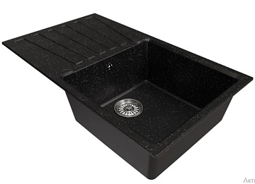 юМойка из искусственного мрамора MIXLINE ML-GM20 с крылом 830*480*190 ЧЕРНЫЙ (308)