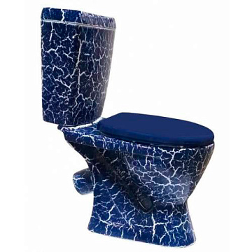 юУнитаз (компакт) ROSA "РЕССА" косой выпуск, слив 6литров, сиденье полипропилен (КРАКЕЛЮР СИНИЙ)