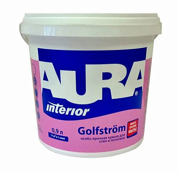 Краска GOLFSTROM особопрочная для стен/пот 0,9л AURA