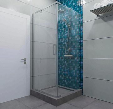 Душевое ограждение с поддоном TRITON ТЕРРА-хром 90*90 поддон низкий, сифонD90мм, стекло ПРОЗРАЧНОЕ