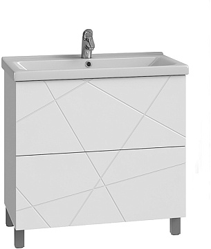 VIGO GEOMETRY 800-0-2 Тумба БЕЛАЯ с Умывальником (tn.GEO.NEO.80.2Y белая + 9696-80)