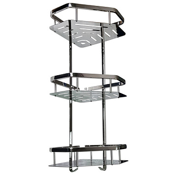 Полочка MAK угловая пятиугольная тройная, c литым дном 25см нерж.5647