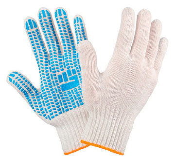 Перчатки х/б с ПВХ Белые 7,5 класс Протектор Люкс XL (200)