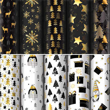 Бумага упаковочная ЗОЛОТАЯ СКАЗКА "Black.Gold.White" 70*100см 592052